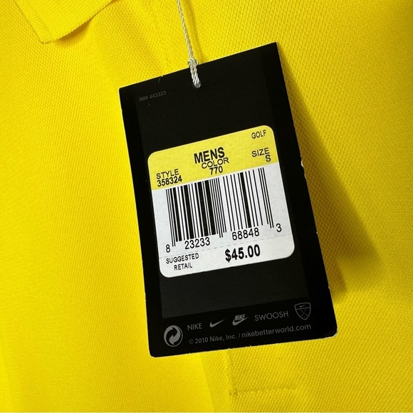 Nike Men Dri Fit UV Tech Golf Polo Shirt Sz Small Yellow Short Sleeve 358324 NWT - Picture 6 of 9